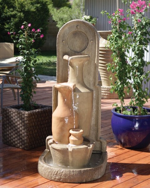 Three Carafe Recirculating Wall Fountain Jugs Urns Vases Flowing